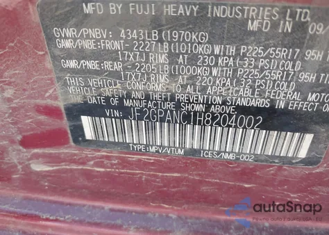 2017 Subaru Crosstrek 2.0I Limited из США, поврежденный, VIN JF2GPANC1H8204002